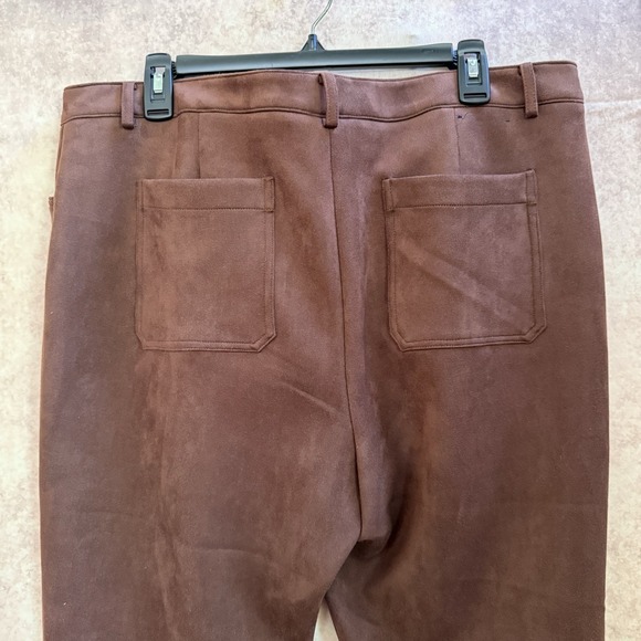 Tommy Hilfiger faux suede Brown Bootcut Stretch Pants women Size 16 - Picture 5 of 13